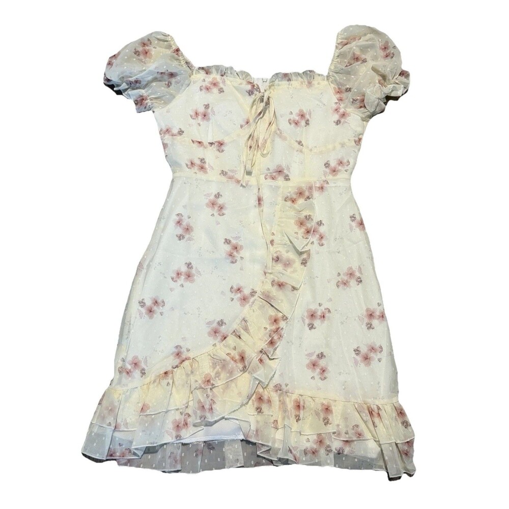 Summer Floral Women Slip Dress Mini Elegant Dress Size M